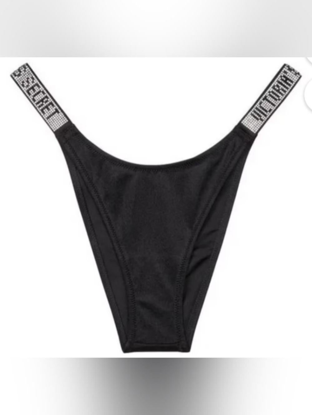 M L XL XXL VS Swim Shine Strap Brazilian Bikini Bottom Black